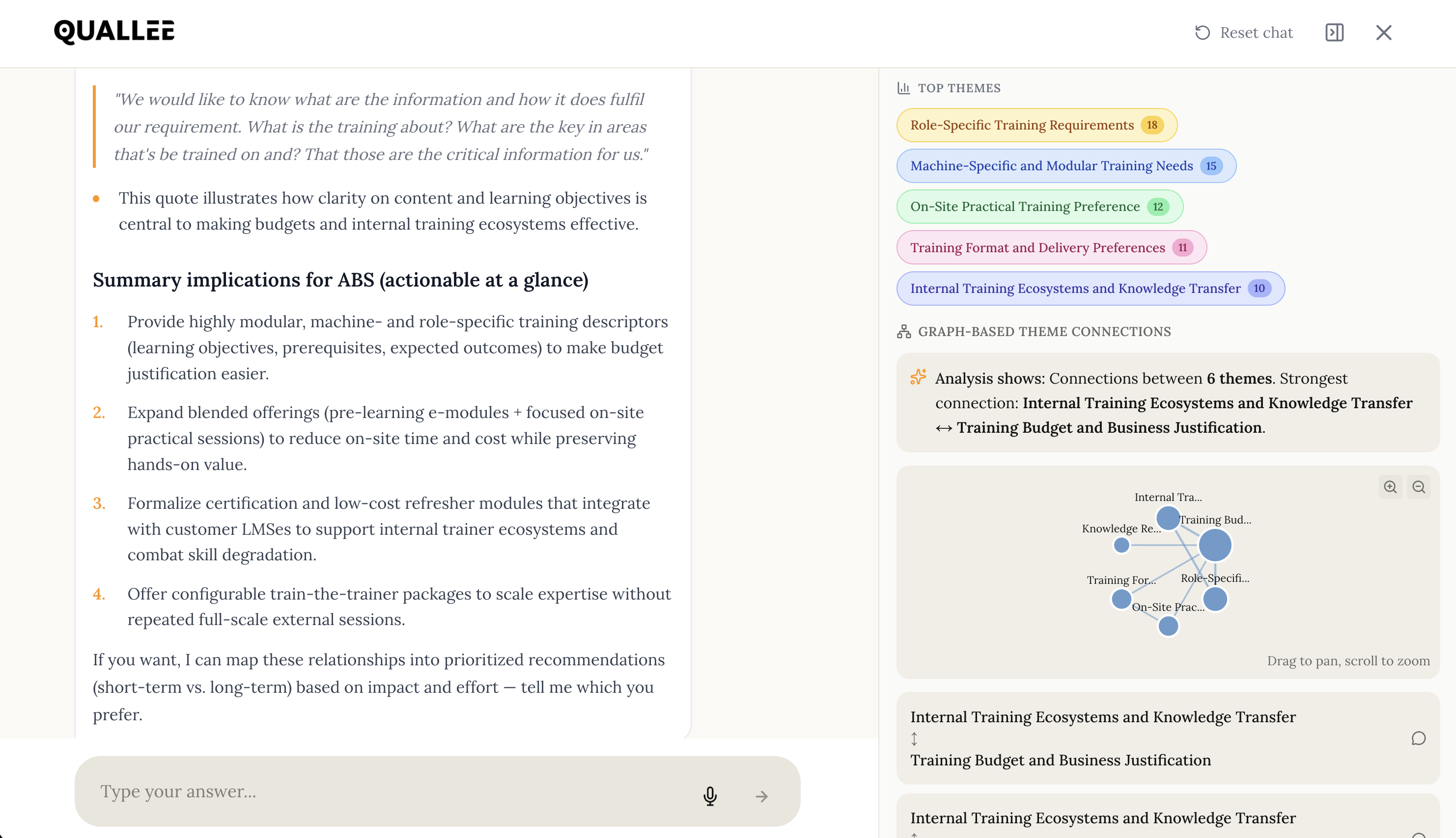 QUALLEE Graph View showing theme connections in light mode